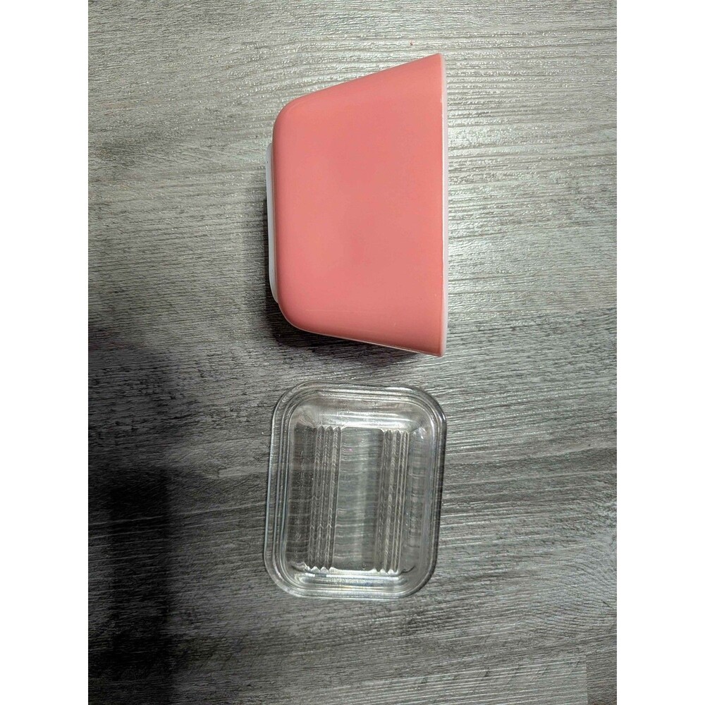 Vintage Pyrex Pink Refrigerator Dish w/ Clear Glass Lid Small Opal Glass Kitchen